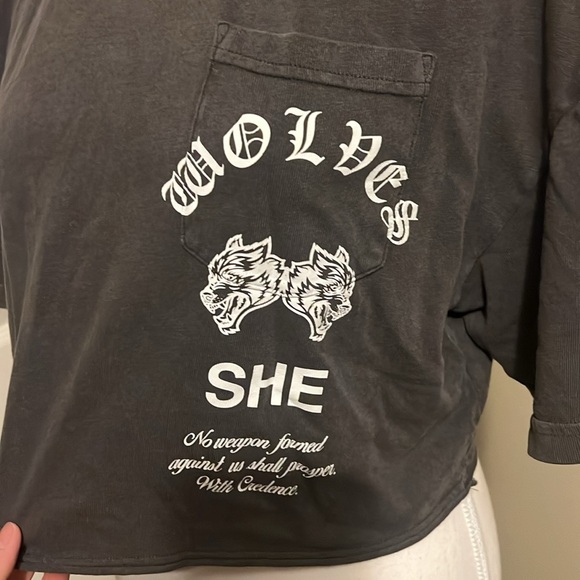 DarcSport Chopper “Premium Vintage” Oversized Cropped Pocket Tee in Wolf Gray - Picture 2 of 4